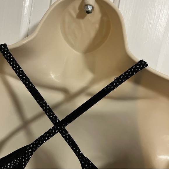 Jessica McClintock Gunne Sax Size 3/4 Black Floral Slinky Knit Halter Dress H2 - Picture 2 of 6